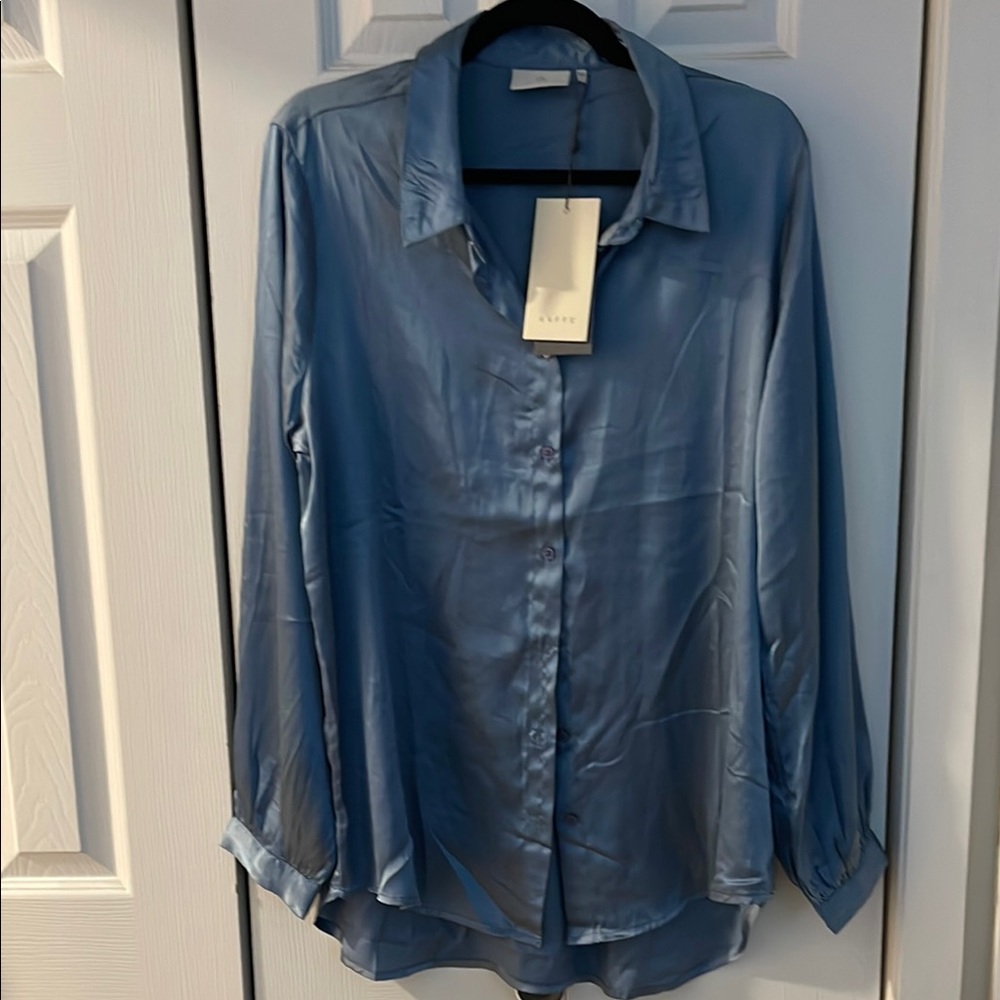 Silk Blue Button Down Shirt by Vince